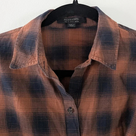 Allsaints Braxon Asymmetrical Plaid Shirt Dress - Picture 6 of 9